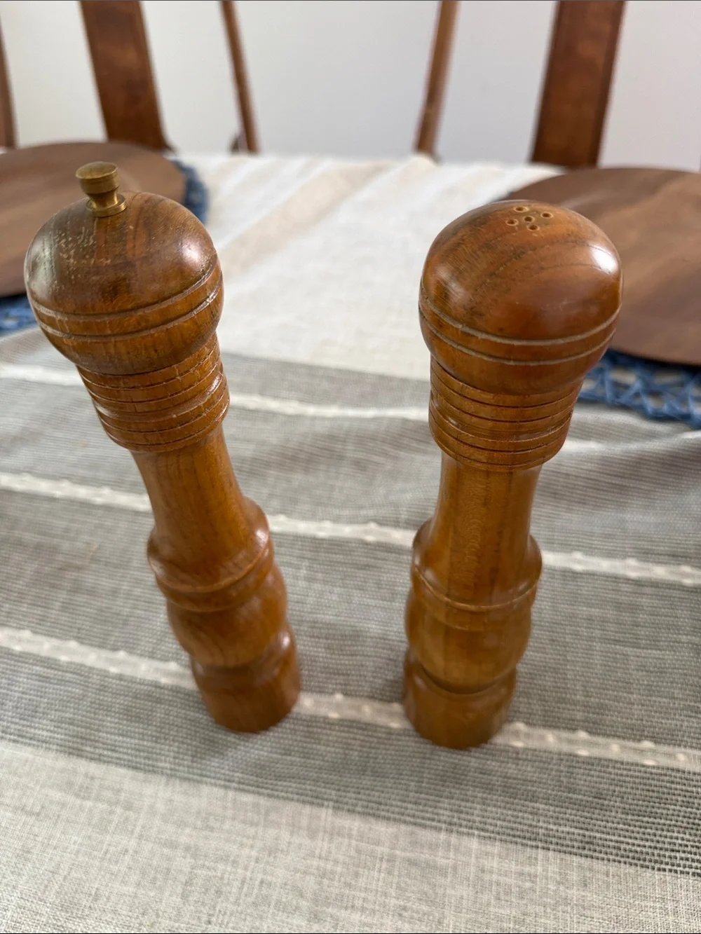 Vintage 10” Wooden Salt & Pepper Shaker Set – Made in Japan Mid Century Decor